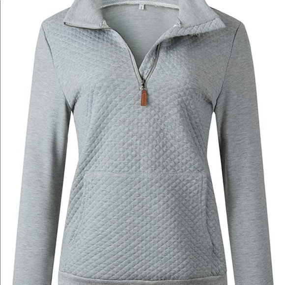 NWOT cute grey pullover (half-zip) - Picture 2 of 6